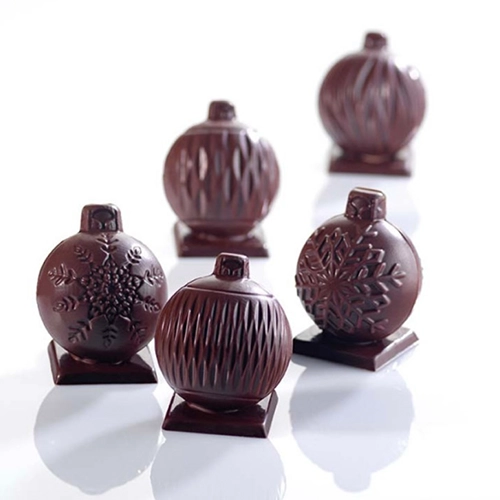 Trio de boules de Noël en chocolat noir